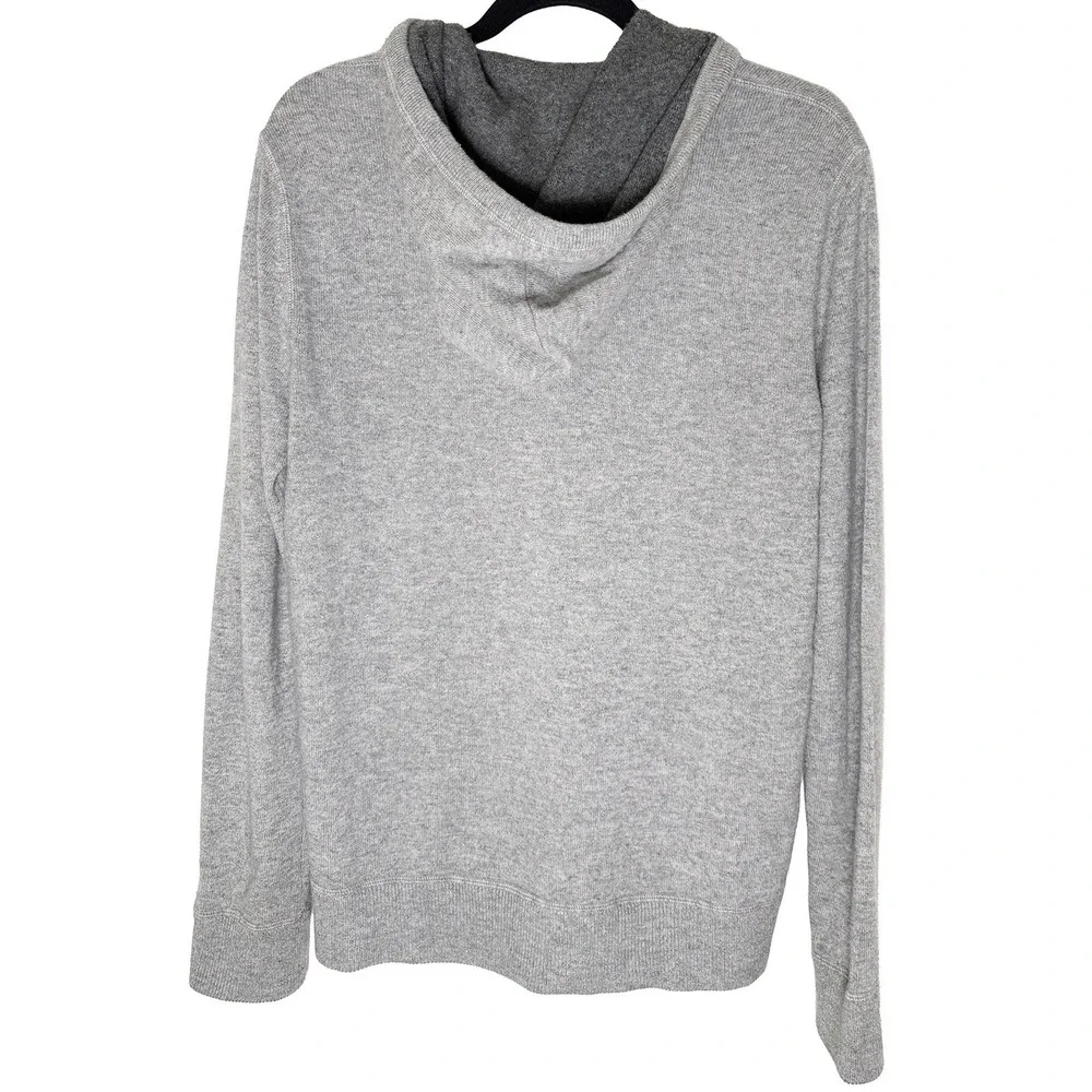 Vince Men's 100% Cashmere Full Zip Hoodie Heather Grey Sweater Classic Preppy S